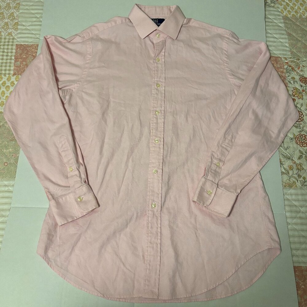 Polo Ralph Lauren Shirt Mens Large Pink Long Sleeve Button Up Regent Classic Fit
